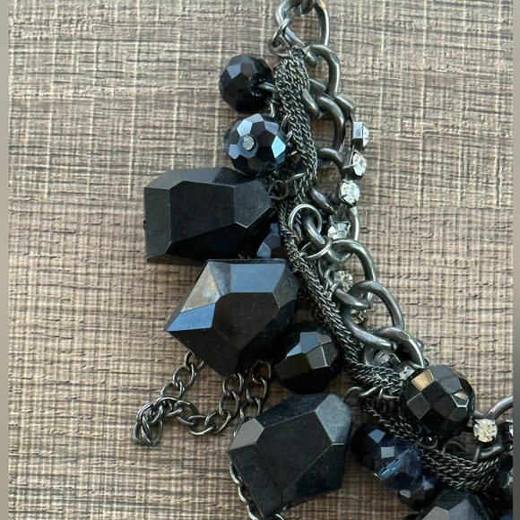 Simply Vera Wang Black Blue Faceted Stones Beads Chains Rhinestone Necklace - Picture 3 of 9
